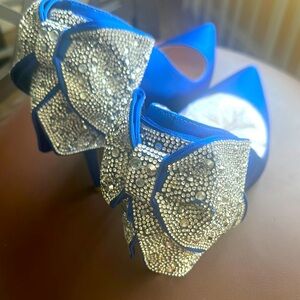Sparkling Blue Heels with Rhinestone Bow